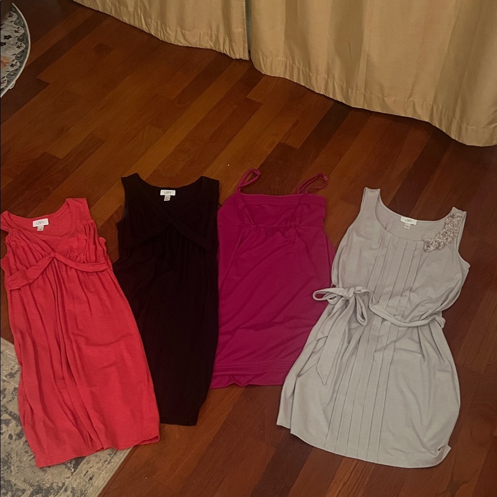 LOFT Women's Dresses in Coral, Light Gray, and Black